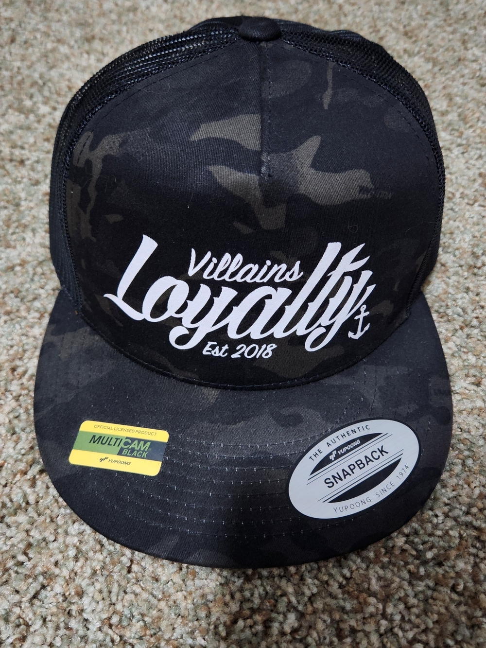 Villains Loyalty's Est 2018 Black Camo Snapback Hat